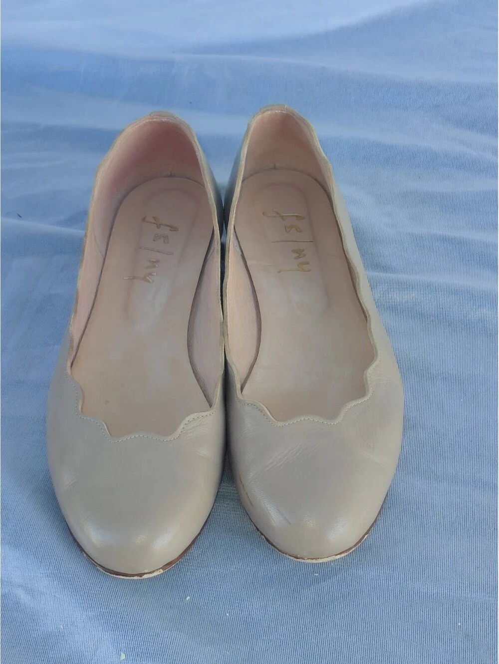 French Soles Leather Jigsaw Ballet Flat Round Toe Size 8